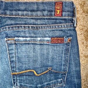 7 For All Mankind Women's Denim Bootcut Jeans with Gold Stitching